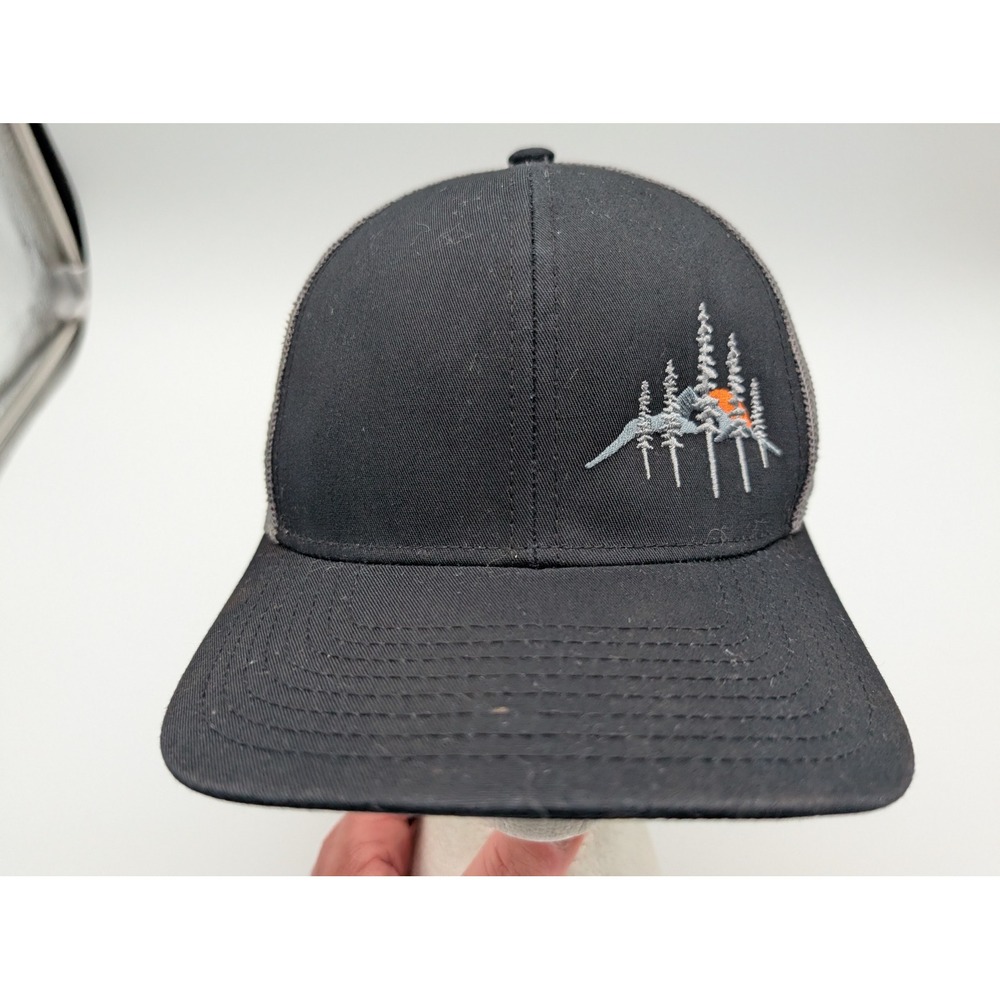 Larix T6 Pro Trucker Hat Black Grey Mountain Pine Tree Snapback Mesh Cap